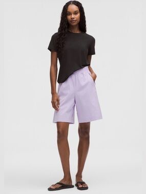 Stretch Woven Ruffle-Waist
High-Rise Short 9" Lilac Women's Elastic-Waist